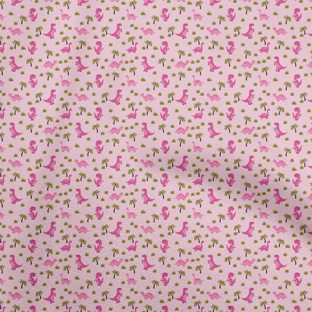 oneOone Velvet Light Pink Fabric Colorful Dinosaur Cartoon Craft Projects Decor Fabric Printed By The Yard 58 Inch Wide