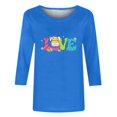 thumbnail image 4 of Xihbxyly Hauts Décontractés pour Femmes T-shirt à Col Rond Imprimé de Pâques à Manches 3/4 T-shirt à Col Rond Chandail à Enfiler Tendance à Petit Budget, 4 of 5