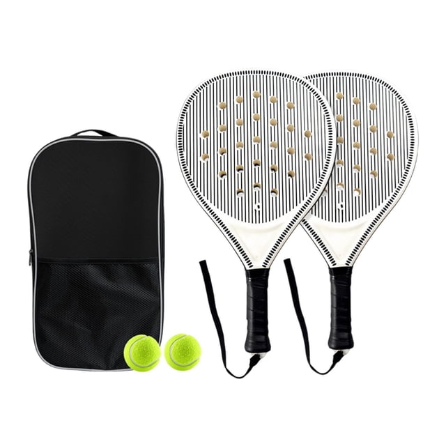 S SERENABLE Outdoor Paddle Tennis Racquet Beach Tennis Padel Racket for Beginners Adults 2 Rackets w Ball Bag