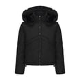 thumbnail image 3 of Soki Womens Winter Cropped Puffer Jacket Removable Hood Zip-Up Short Down Coat with Pockets with Pockets, 3 of 6