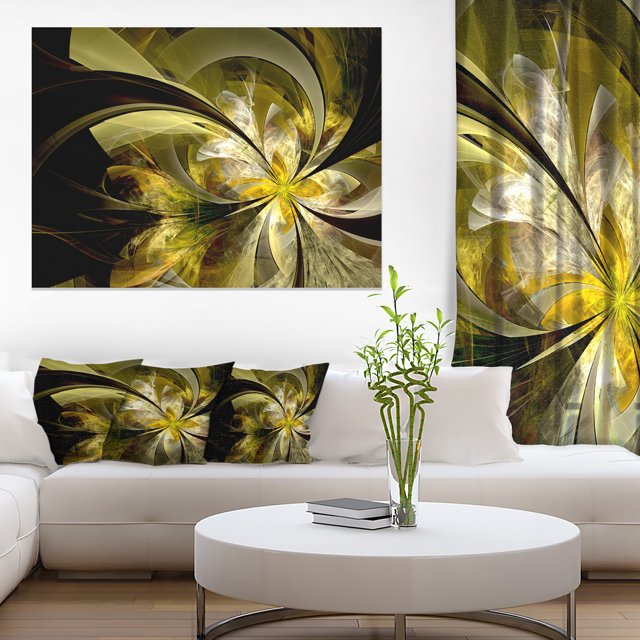 Bright Golden Fractal Flower Design - Floral Canvas Art Print