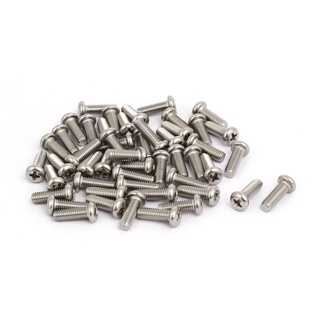 Unique Bargains M5 x 15 mm Vis de Machine à Tête Ronde en Acier Inoxydable 304 à Raccords Phillips Boulon 50 Pcs