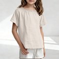 thumbnail image 2 of RXMEKW T-Shirt à Manches Courtes Doux et Respirant à Col Rond pour Enfants Tout-Petits Haut Uni pour Garçons Filles 100 % Polyester, 2 of 6