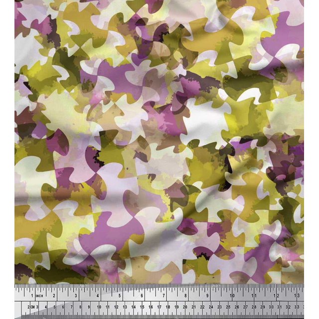 Soimoi Moss Georgette Fabric Two Tone Camouflage Decor Fabric Printed Yard 42 Inch Wide