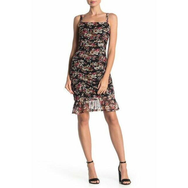 Free Press Women's Ruched Ruffle Tank Dress Floral Size L