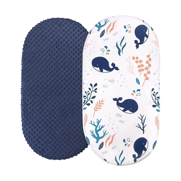 Xuewenshw 2PCS Baby Mose Sheet Bassinet Sheet Cradle Sheet Adapts To Rectangle Oval Pram Bassinet Pads Minky Dot Cartoon Fitted Sheet Set Baby Turban