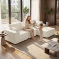 thumbnail image 2 of HOMCOM Canapé Sectionnel Modulaire, Canapé en L avec Assise Profonde, Blanc Crème, 2 of 10