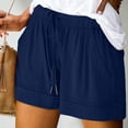 thumbnail image 3 of Dvprdro Women's Plus Size Shorts Summer Casual Loose Solid Elastic Waist Drawstring Shorts with Pockets, 3 of 5