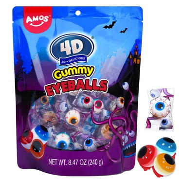 AMOS 4D Gummy Eyeballs Candy, Family Sharing Size Gummy Candy, Gifts for Hallowenn 9 oz