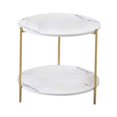 thumbnail image 2 of Abbracc Table d'Appoint de Canapé de Luxe Léger Table de Bout en Marbre Déco Petit Appartement Double Couche Blanc Rond, 2 of 9