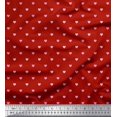 thumbnail image 1 of Soimoi Red Rayon Crepe Fabric Pink Heart Print Fabric by Yard 46 Inch Wide, 1 of 5