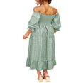 thumbnail image 4 of Robe Bohème Fluide pour Femmes à Manches Bouffantes, Épaules Dénudées, à Carreaux, à Volants, Robe Midi, Robes d'Invitée de Mariage, 4 of 6