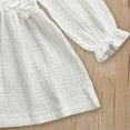 thumbnail image 5 of Splozh Robe d'Automne pour Tout-Petit Robe pour Tout-Petit Enfants Bébé Fille en Lin Uni à Boutons à Volants Robe de Fête Vêtements Blanc, 5-6 Ans, 5 of 5