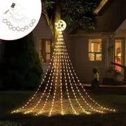 Dvkptbk outdoor string lights Chrismas Solar Outdoor String Lights,patio Rainproof Decorative Christmas Tree,waterfall Christmas Lights, Outdoor Hanging Patio Porch Garden Yard