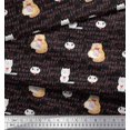 thumbnail image 3 of Soimoi Poly Crepe Fabric Sweet Cat Kids Print Sewing Fabric Yard 42 Inch Wide, 3 of 3