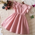thumbnail image 4 of Landzoo One Robe à Manches Courtes pour Filles Tout-Petits Couleur Unie Nœud Papillon Vêtements Robe Mignonne et à la Mode pour Enfants, 4 of 8