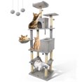 thumbnail image 1 of Gymax 80'' Tall Cat Tree w/2 Condos Sisal Scratching Posts Plush Perch Hammock Basket Light Gray, 1 of 10