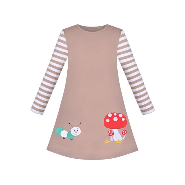 Robe Fille Sirène Princesse Manches Longues Poche Décontractée Coton 3 Ans