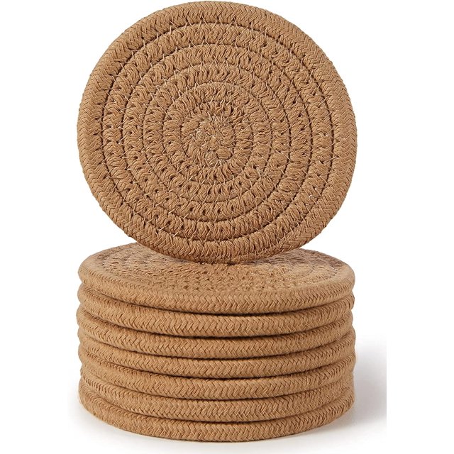 ORUYROP sous-Verres pour Boissons (Ensemble de 8 Pcs) sous-Verres Absorbants pour Protection de Table Résistants à la Chaleur, Marron