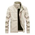 thumbnail image 1 of Mens Autumn Fashion Pure Color Stand Collar Imitation Leather Jacket Coat, 1 of 8