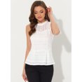 thumbnail image 3 of INSPIRE CHIC Women's Ruffle Neck Keyhole Back Sleeveless Floral Lace Peplum Top, 3 of 6