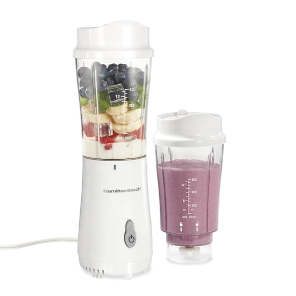 Hamilton Beach Personal Blender for Smoothies & Protein Shakes, Portable Single Serve Blender with 2 Travel Jars & Lids, 14 oz BPA-Free Cups, Stainless Steel Blades, 300W