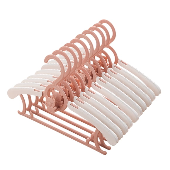 Cuxi 10 Pack Hangers, Non-Slip Clothes Hangers, Adjustable Stackable Hangers for Closet Organization, 10X Clothes Hangers Pink