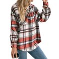 thumbnail image 3 of Women's Oversized Plaid Button Down Shirt Shacket Jacket Long Sleeve Casual Fall Outwear with Pockets, 3 of 6