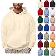 Xcmzpl Hoodies for Men Big and Tall Solid Pullover Sweatshirts Drawstring Long Sleeve Drop Shoulder Sweat Shirts Fall Hoodie Pocket