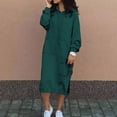 thumbnail image 2 of Pisexur Robe Chandail pour Femmes à Capuchon Longue Tunique Robe Unie Chandail Ample Chandail à Capuchon Hauts Grande Taille, 2 of 6