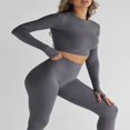 thumbnail image 3 of Ladies‘ Thumb Hole Long Sleeve Yoga Shirt with Cropped Design for Workouts, 3 of 5