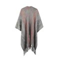 thumbnail image 3 of Hauts de Mode pour Femmes Mode Automne Hiver Contrastant Boule Rayée Cape à Franges Châle Hauts Vêtements d'Hiver pour Femmes, 3 of 6