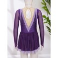 thumbnail image 3 of Miaeowve Robe de Patinage Artistique pour Filles, Robe Justaucorps de Ballet de Patinage à Roulettes, Costume de Performance de Danse, Violet 12, 3 of 7