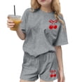 thumbnail image 1 of Robe d'Été avec Manches Ensemble de Loisirs d'Été pour Enfants Col Rond Manches Courtes Haut et Shorts Ensemble Deux Pièces Mignon Ensemble d'Été, 1 of 6