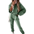 thumbnail image 2 of Innerwin Sweatsuits Hoodies Ladies Two Piece Outfit Sports Long Sleeve Loose Fit Jogger Set Green M, 2 of 3