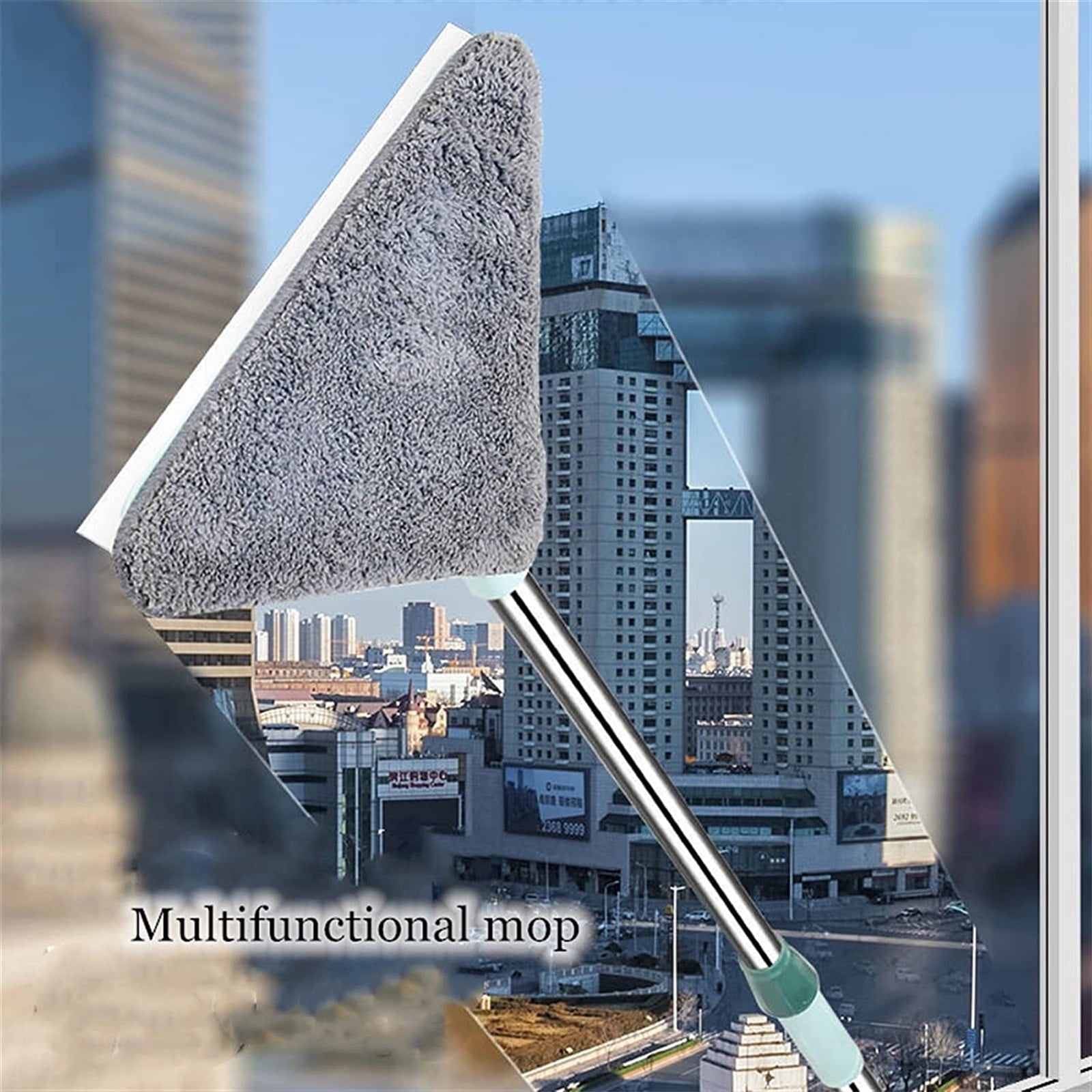 Werulen Heavy Duty 25cm Triangular Cleaning Mop, Multi Surface Wall Ceiling Glass Scrubber, Household Dust Removal Tool, Hard Floor All Purpose Cleaner, Compact Home Sweeping Accessory