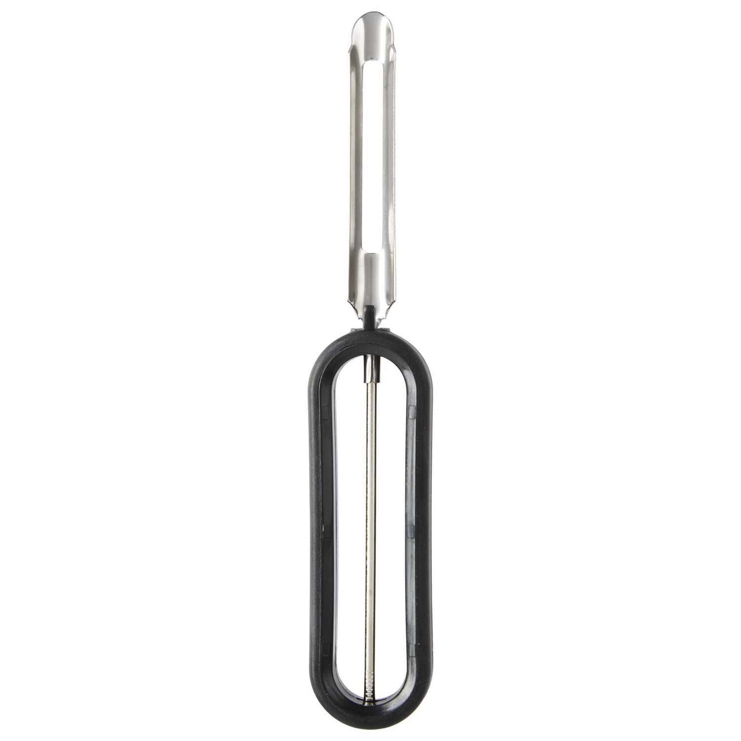 MAINSTAYS™ Peeler with Handler, Stainless Steel Swivel Blades, End of Blade Removes Blemishes, Soft & Flexible Non-Slip Handle, Sturdy, Blade Sharpened on Both Side, For Left or Right-Handed Use