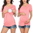 thumbnail image 2 of Chemises à Manches Courtes pour Femmes Enceintes Femmes Allaitement Couleur Unie Col Rond Manches Courtes Col Rond Blouse d'Allaitement Blouses à Manches Courtes pour Femmes Hauts à Manches Courtes pour Femmes, 2 of 11