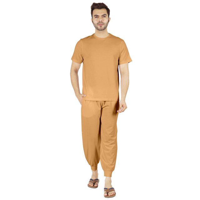 Inkmeso Ensemble de Pyjama Uni pour Hommes, Manches Courtes, Vêtement de Nuit à Col Rond, Ensemble de Pj