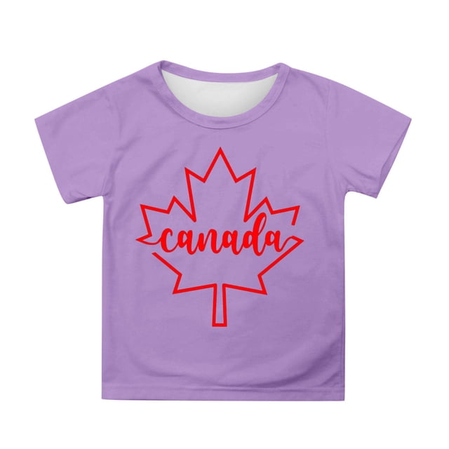 GDREDA Canada T-Shirts Imprimé Drapeau Filles T-Shirt à Manches Courtes Été Col Rond T-Shirt Coupe Décontractée T-Shirts Basiques