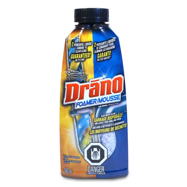Drano Dissolvant de Bouchons Moussant à Double Glace 500 ml