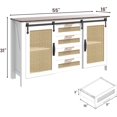 thumbnail image 2 of AECOJOY 55'' Rattan Sideboard Buffet Cabinet with 4 Drawers, 2-Sliding Doors Wicker Kitchen Storage Cabinet for Dining Room, Living Room in Cream White, 2 of 9