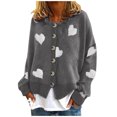 thumbnail image 2 of pxiakgy cardigan pour Femmes cardigan en Tricot Brodé en Forme de Cœur pour Femmes Chandail Ajusté à Col Rond à Manches Longues Longs cardigans pour Femmes Gris + TTG, 2 of 6