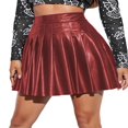 thumbnail image 1 of Jupe Plissée en Cuir Taille Haute Mini Club Halloween Noël, 1 of 5