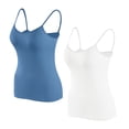 thumbnail image 1 of Timegard Camisoles pour Femmes 2 Pcs avec Soutien-Gorge Intégré Col Rond Bretelles Spaghetti Ajustées Douces Maillots de Corps Décontractés Hauts de Pyjama, 1 of 5