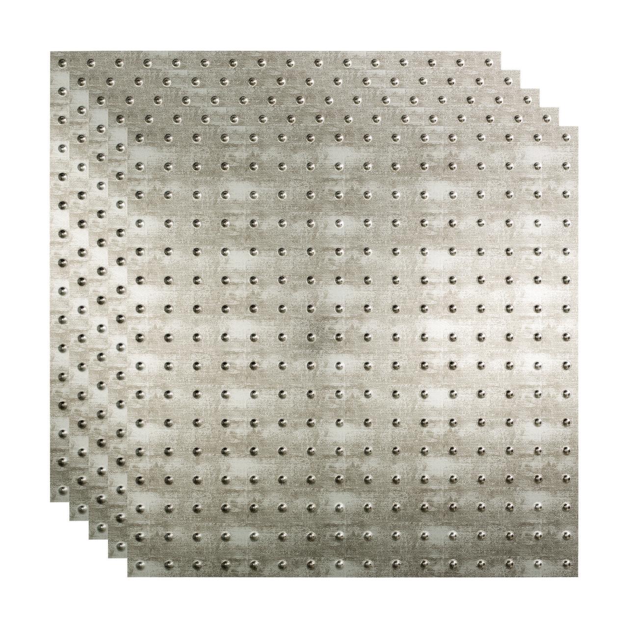 Fasade Miniquattro Vinyl 2ft x 2ft Lay In Ceiling Panel Crosshatch Silver 5 Pack