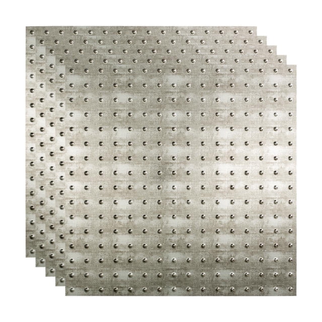 Fasade Miniquattro Vinyl 2ft x 2ft Lay In Ceiling Panel Crosshatch Silver 5 Pack
