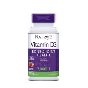 Natrol Vitamin D3 2,000 IU Tablets, Strawberry, 90 Count 2,000 IU
