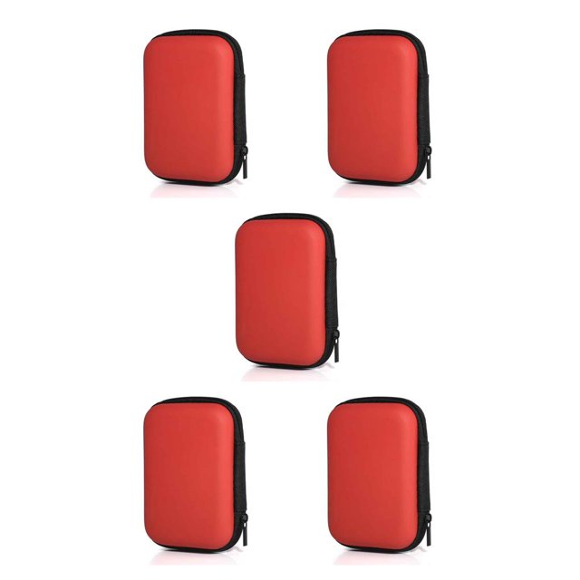 jesticaly Étui de Transport pour Écouteurs avec Fermeture Éclair Boîte de Rangement Sans Fil pour Écouteurs Organisateur Polyvalent pour Protection Pochette pour Extérieur Rouge 5Ensemble