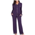 thumbnail image 2 of LSLJS Pyjama à Simple Boutonnage pour Femme Automne Hiver à Manches Longues Pantalon de Pyjama Ensemble de Tenue d'Intérieur, Peignoirs Cadeaux pour Femmes, 2 of 5